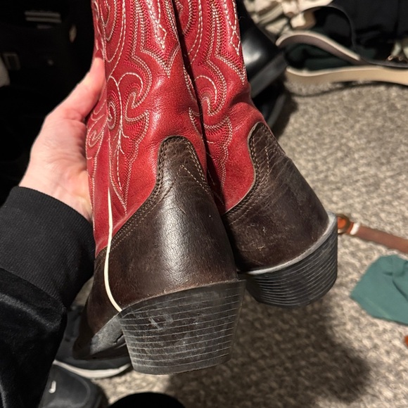 Ariat Red and Brown Heeled Boots - Picture 3 of 5